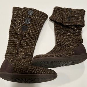 UGG Cardy Brown Classic Crochet Tall knit Sweater Boots size US 6